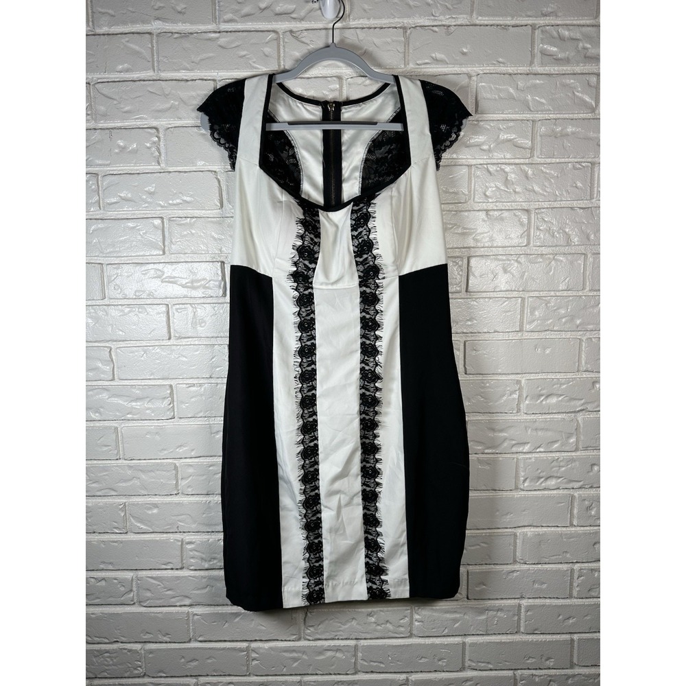 Rampage NWT Size L Black Ivory Lace Bodycon Dress Y2K Gothic Pinup